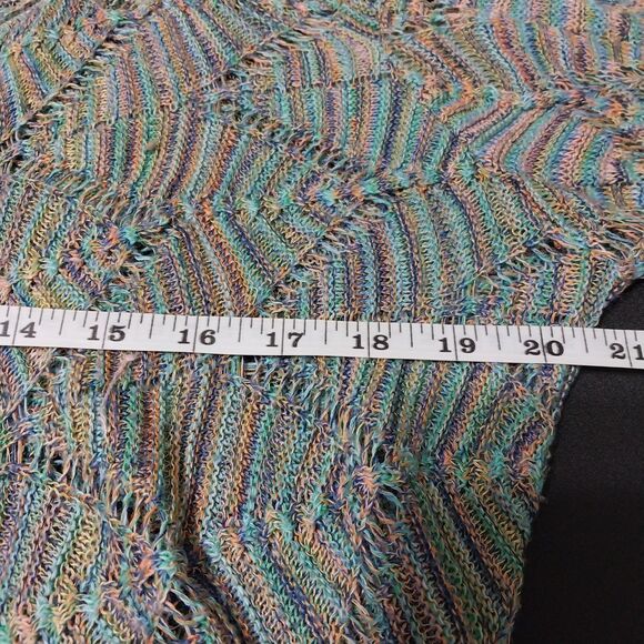 Questions by Say What cardigan Womens M multicolor open knit waterfall Coastal - Picture 4 of 6